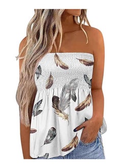Women's Sleeveless Tube Top, Sexy Tube Top Ladies Elastic Strapless Printed Blouse Tanks for Holiday Summer Beach