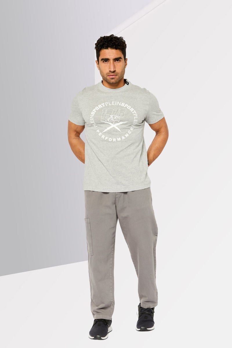 PHILIPP PLEIN Plein Sport Men Sportswear Fit Short Sleeves Outdoor T-Shirt, Grey Heather - Image 2
