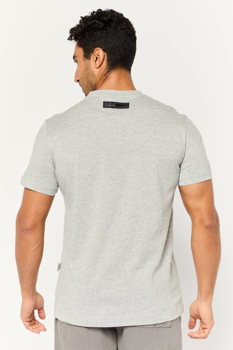 PHILIPP PLEIN Plein Sport Men Sportswear Fit Short Sleeves Outdoor T-Shirt, Grey Heather - Image 4