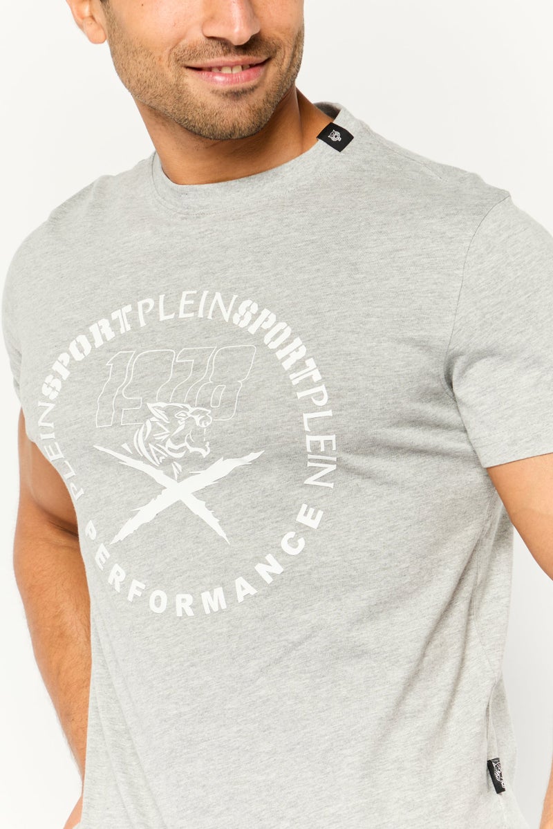 PHILIPP PLEIN Plein Sport Men Sportswear Fit Short Sleeves Outdoor T-Shirt, Grey Heather - Image 3
