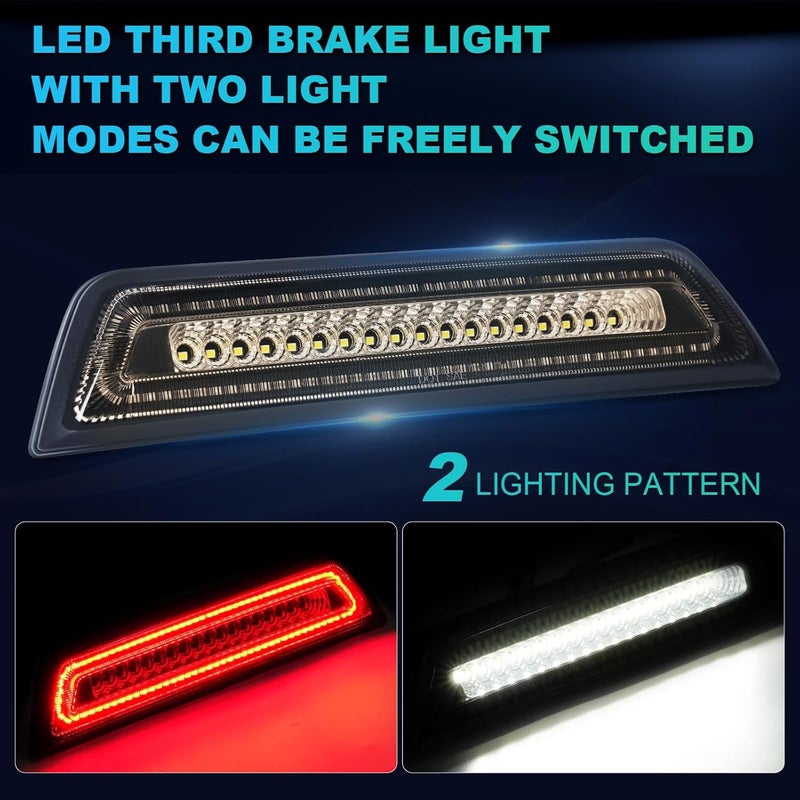 BORDAN LED Third 3rd Brake Light Fit for 2016 2017 2018 2019 2022 2021 2022 2023 Tacoma Limited SR SR5 TRD Off-Road Pro Sport, Rear Cab Cargo Lamp Red High Mount Brake Light Smoky Lens (For Double Cab only) - Image 5
