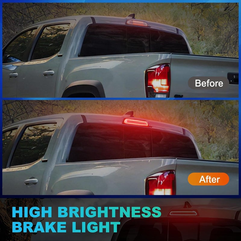 BORDAN LED Third 3rd Brake Light Fit for 2016 2017 2018 2019 2022 2021 2022 2023 Tacoma Limited SR SR5 TRD Off-Road Pro Sport, Rear Cab Cargo Lamp Red High Mount Brake Light Smoky Lens (For Double Cab only) - Image 2