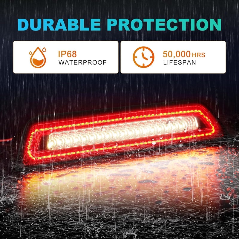 BORDAN LED Third 3rd Brake Light Fit for 2016 2017 2018 2019 2022 2021 2022 2023 Tacoma Limited SR SR5 TRD Off-Road Pro Sport, Rear Cab Cargo Lamp Red High Mount Brake Light Smoky Lens (For Double Cab only) - Image 4