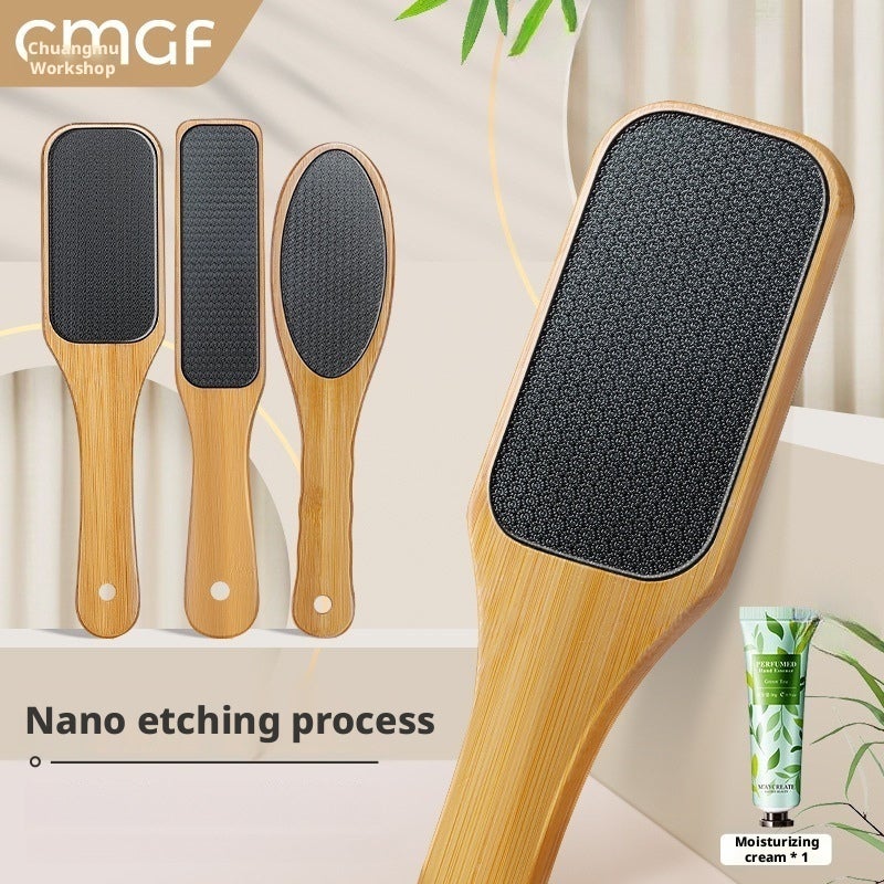 Bamboo Handle Glass Foot File for Callus and Dead Skin Removal - Image 1