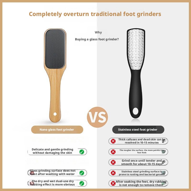 Bamboo Handle Glass Foot File for Callus and Dead Skin Removal - Image 4