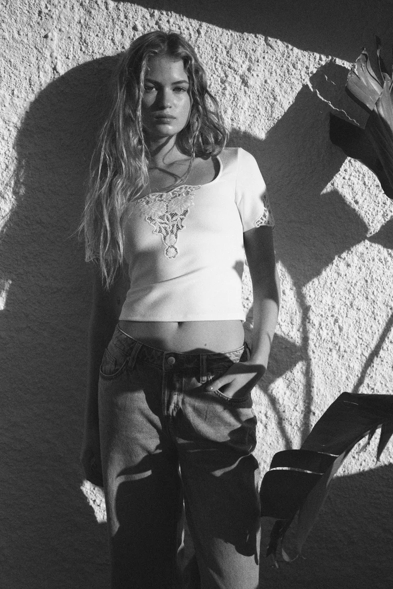 H&M Broderie anglaise deep-neck top