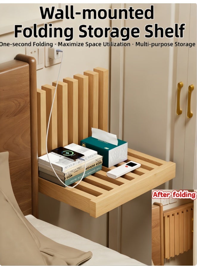 Wall-Mounted Foldable Chair, Solid Wood Folding Bench Seat for Bathroom, Shower, Entryway, and Poolside, Space-Saving, Compact Folding Bench, Perfect for Elderly and Mobility Assistance (ZX2076-wood) - Image 1