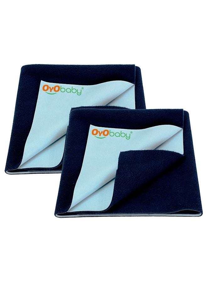 OYO BABY Kids Waterproof Dry Sheet Cotton Bed Protector (Dark Blue 70 X 100 Cm) Combo Pack Of 2  - Image 1