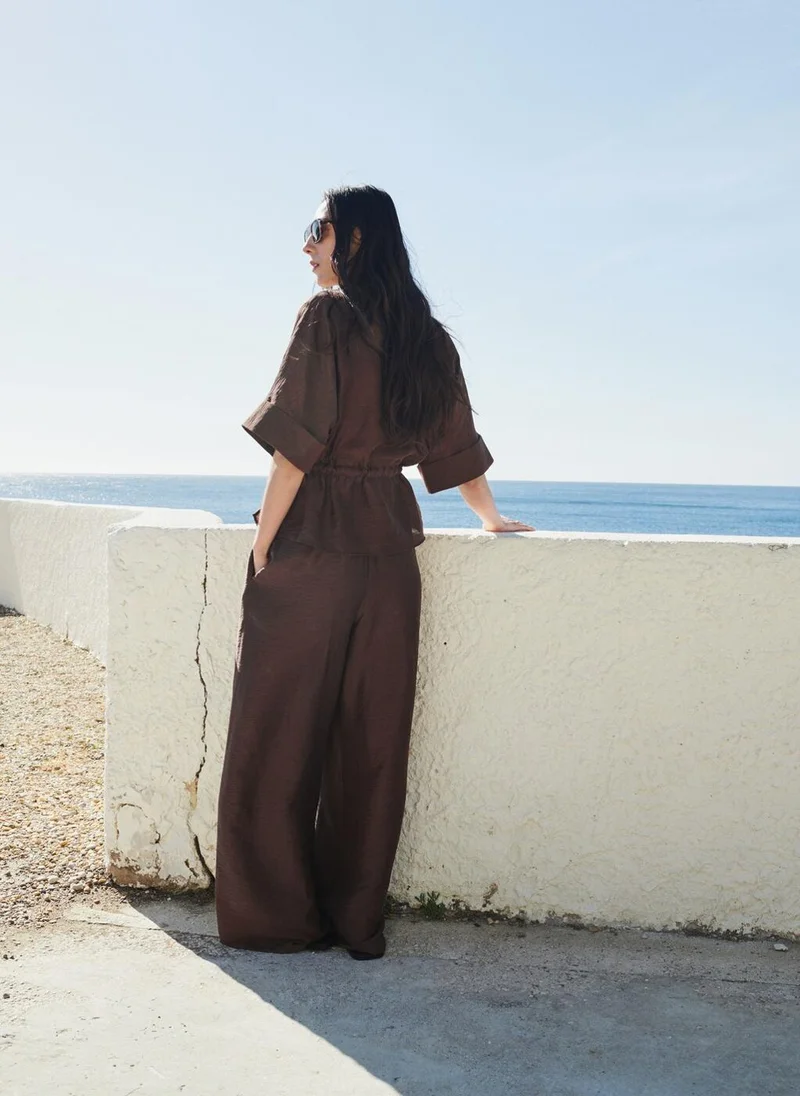 مانجو Linen blouse with belt