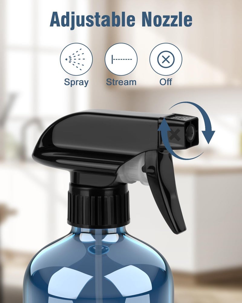 Bontip Glass Spray Bottle, Indigo Blue Glass Spray Bottle Set & Accessories for Non-toxic Window Cleaners Aromatherapy Facial Hydration Watering Flowers Hair Care (2 Pack/16 oz)(Indigo) - Image 2