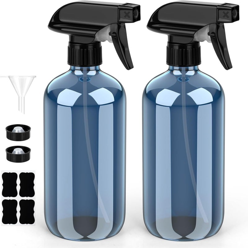 Bontip Glass Spray Bottle, Indigo Blue Glass Spray Bottle Set & Accessories for Non-toxic Window Cleaners Aromatherapy Facial Hydration Watering Flowers Hair Care (2 Pack/16 oz)(Indigo) - Image 1