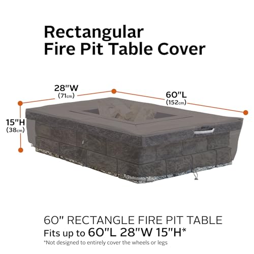 Classic Accessories Ravenna Water-Resistant 60 Inch Rectangular Fire Pit Table Cover, Outdoor Table Cover - Image 3