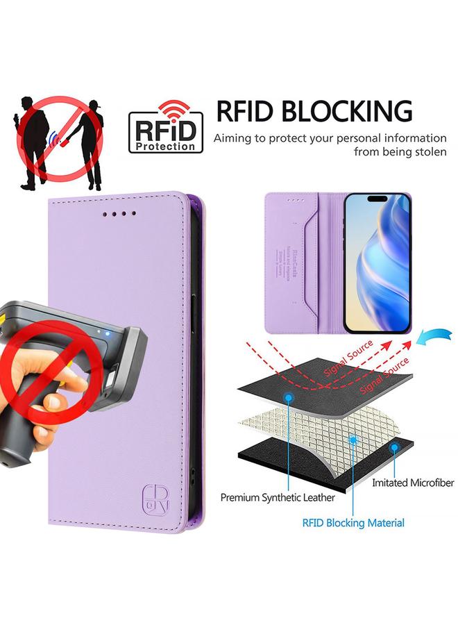 اس-توب جراب هاتف RC01 لهاتف iPhone 14 / 13 مصنوع من الجلد ثنائي الطي مع خاصية الشفط المغناطيسي بتقنية RFID - Image 5