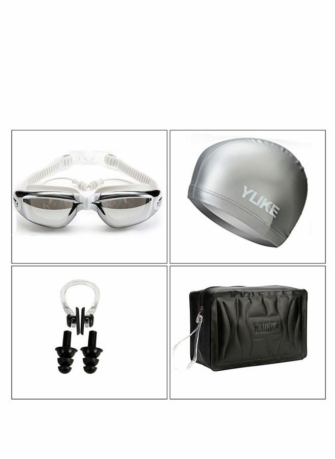 GROIC 5 Pieces Adjustable Swimming Goggles Sets Anti-Leak, Anti-Fog,with Swimming Cap,Nose Clip Ear Plugs,Waterproof Bag Case , Suitable for Adult Men ,Women ,Teenagers,Beginners, Professionals  - Image 4