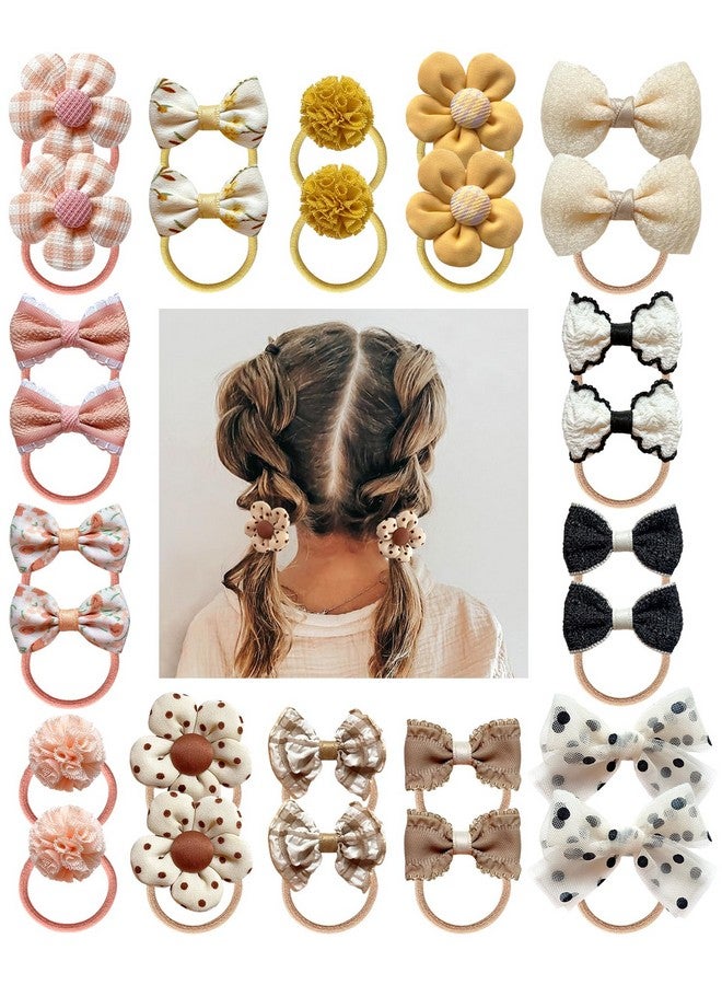 Cherssy Boutique Baby Girl Hair Ties with Flowers, 28 Pcs Hair Bow Ties for Toddler Girls, Elastics Ponytail Holders Pigtails Rubber Bands by Cherssy - Image 1