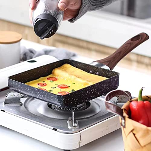 Winkelen Japanese Omelette Tamagoyaki Frying Pan - Nonstick, Rectangle, Reusable Washable Cooktop Safe, Easy to Clean Egg Pan with Wooden Handle for Pancake, Crepes, Omelette, Fried Eggs Cooking - Image 2