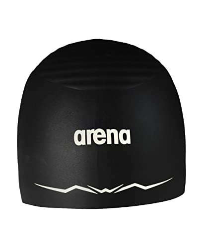 Arena Silicone Racing Swim Cap Men and Women Aquaforce Wave Hydrodynamic Performance Competitive Intensive Swimming Black Medium - Image 1