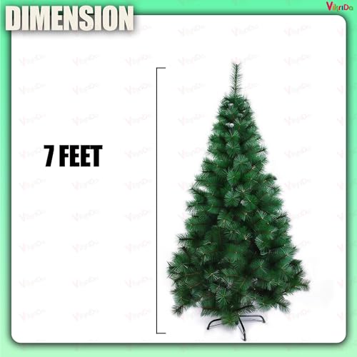 VikriDA 7.5 Feet Artificial Pine Green Christmas Tree with 150Pcs Decorative Ornaments| Xmas Tree with Sturdy Metal Stand - Image 2