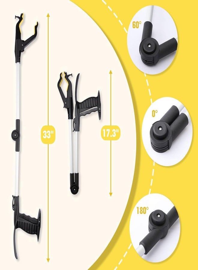 CRAFTZONE 32" Grabber Reacher Tool, 2-Pack Foldable Reacher Grabber Pickup Tool with Shoe Horn Design, Trash Picker Upper Grabber with 360° Rotating Jaw & Magnet, Bend-Free Grabbers for Seniors - Image 4