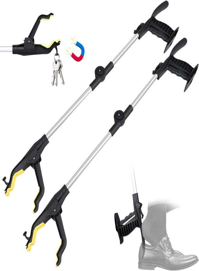 CRAFTZONE 32" Grabber Reacher Tool, 2-Pack Foldable Reacher Grabber Pickup Tool with Shoe Horn Design, Trash Picker Upper Grabber with 360° Rotating Jaw & Magnet, Bend-Free Grabbers for Seniors - Image 1