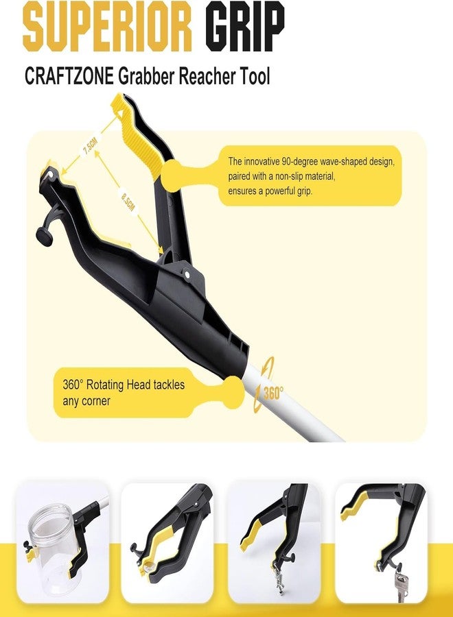 CRAFTZONE 32" Grabber Reacher Tool, 2-Pack Foldable Reacher Grabber Pickup Tool with Shoe Horn Design, Trash Picker Upper Grabber with 360° Rotating Jaw & Magnet, Bend-Free Grabbers for Seniors - Image 3