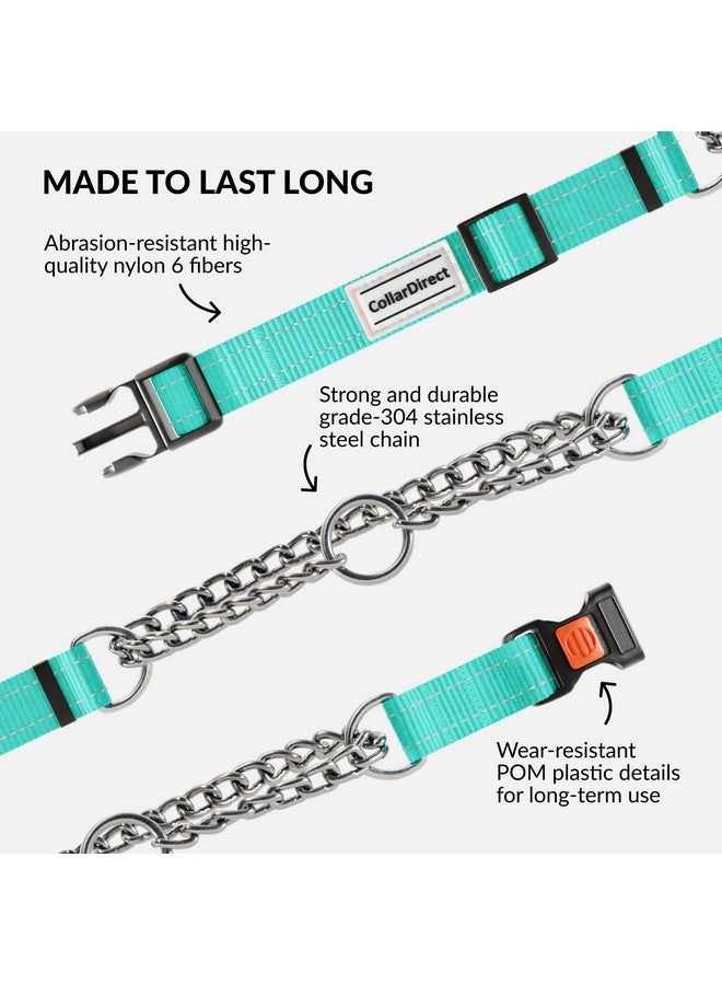 CollarDirect Martingale Dog Collar with Stainless Steel Chain and Quick Release Buckle - Reflective Collar for Large, Medium, Small Dogs - Mint Green, Large (Neck Size 17"-22") - Image 4
