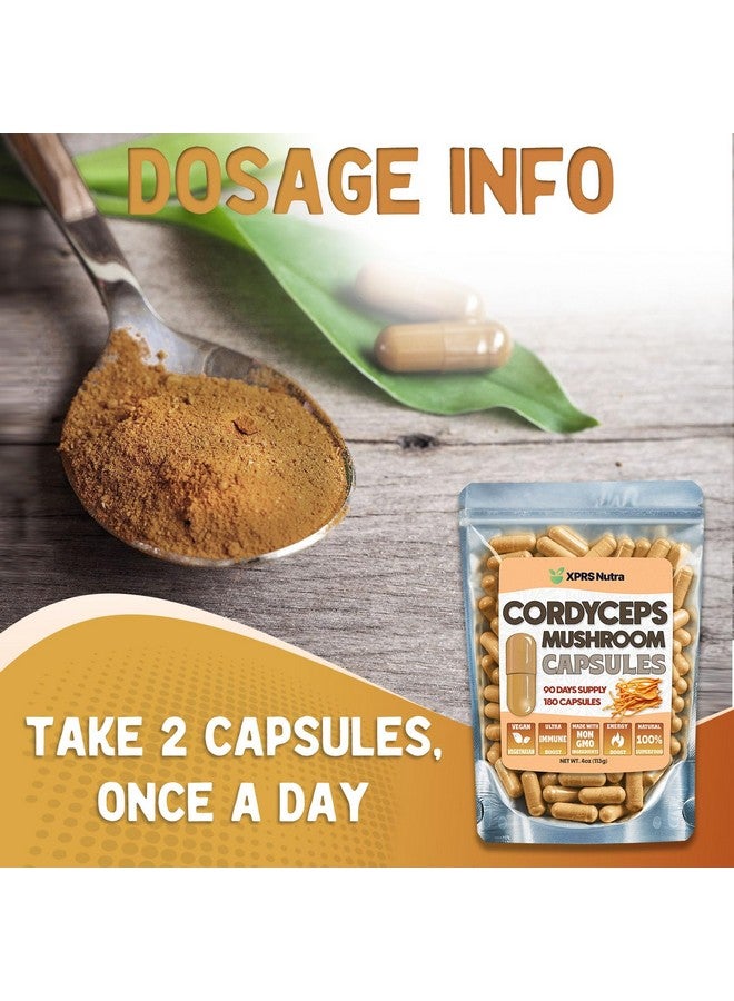 XPRS Nutra Cordyceps Mushroom Powder Capsules - 180 Count (90 Day Supply) - Premium Cordyceps Mushroom Capsules Made from Real Mushrooms (Cordyceps Sinensis) for Stamina and Performance - Image 5