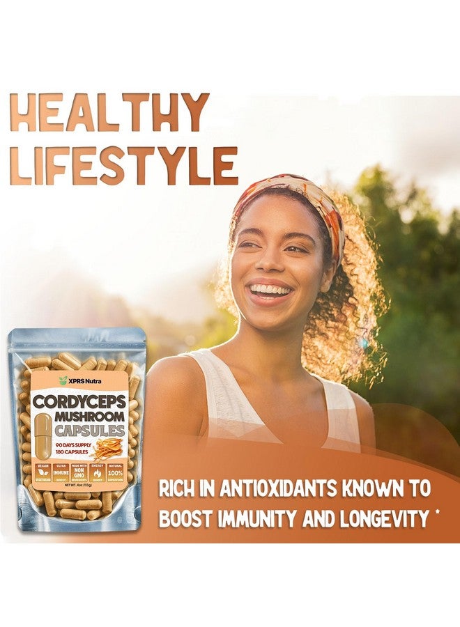 XPRS Nutra Cordyceps Mushroom Powder Capsules - 180 Count (90 Day Supply) - Premium Cordyceps Mushroom Capsules Made from Real Mushrooms (Cordyceps Sinensis) for Stamina and Performance - Image 2
