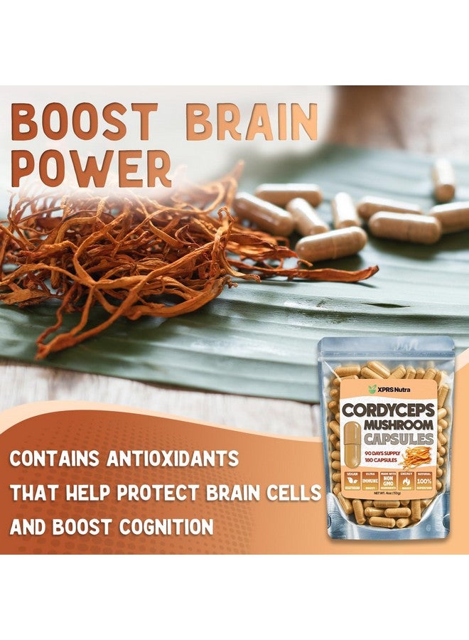 XPRS Nutra Cordyceps Mushroom Powder Capsules - 180 Count (90 Day Supply) - Premium Cordyceps Mushroom Capsules Made from Real Mushrooms (Cordyceps Sinensis) for Stamina and Performance - Image 3