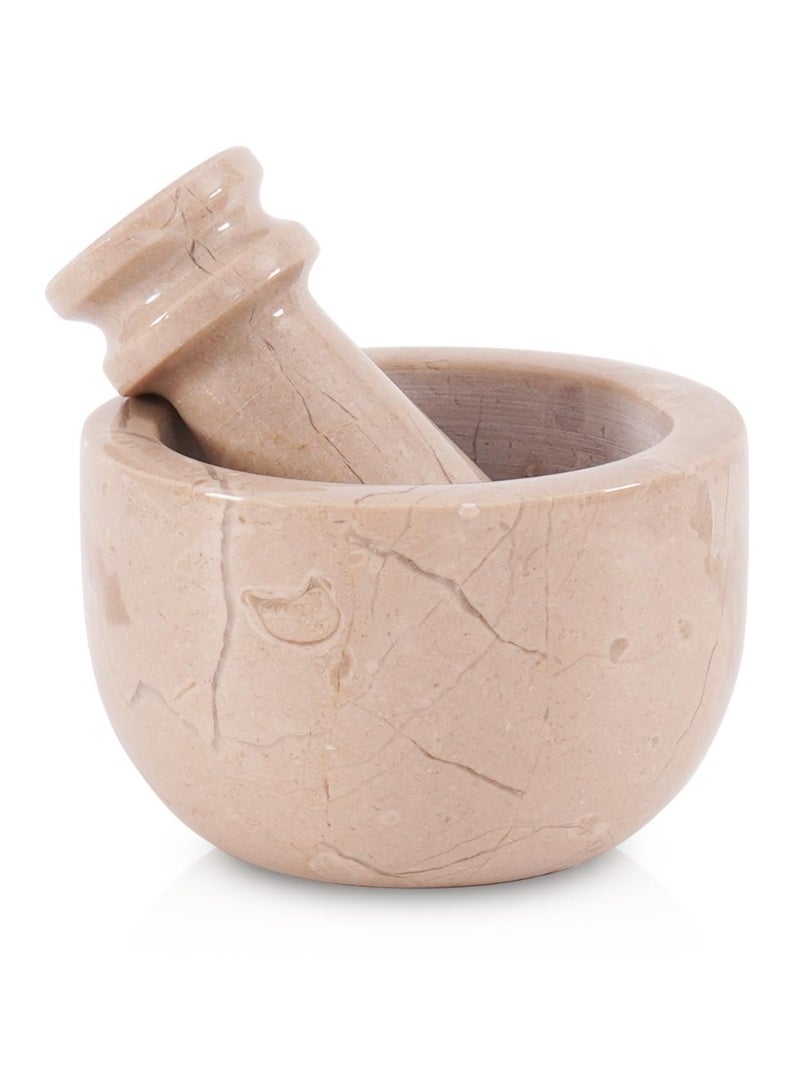 MARBLE RANGE Handmade Verona Marble Mortar & Pestle Set 3 Inch, Mini Garlic Crusher & Herb Grinder Bowl, Spice Grinder for Kitchen, Ideal for Cooking, Home, or Gift - Image 1