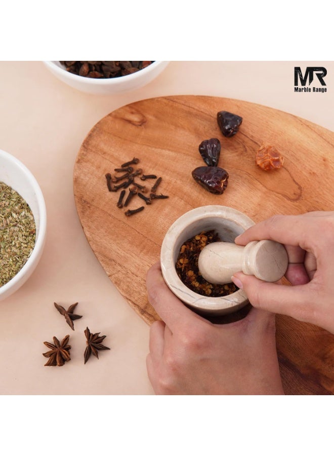 MARBLE RANGE Handmade Verona Marble Mortar & Pestle Set 3 Inch, Mini Garlic Crusher & Herb Grinder Bowl, Spice Grinder for Kitchen, Ideal for Cooking, Home, or Gift - Image 2