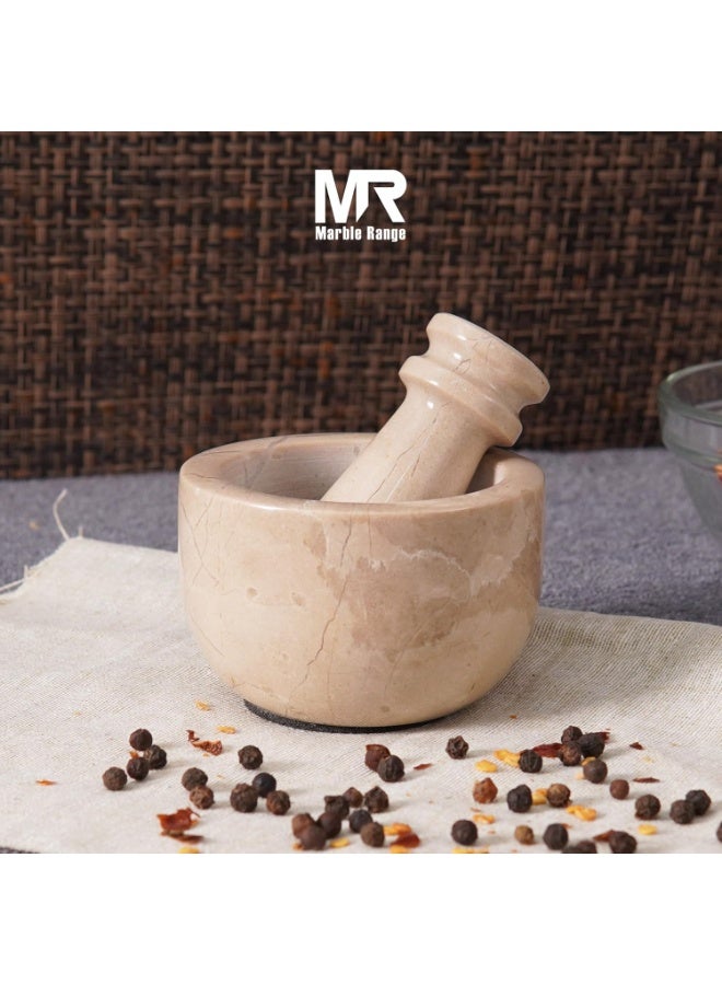 MARBLE RANGE Handmade Verona Marble Mortar & Pestle Set 3 Inch, Mini Garlic Crusher & Herb Grinder Bowl, Spice Grinder for Kitchen, Ideal for Cooking, Home, or Gift - Image 3