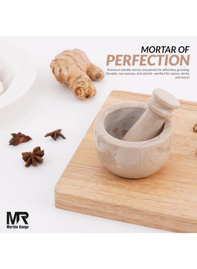 MARBLE RANGE Handmade Verona Marble Mortar & Pestle Set 3 Inch, Mini Garlic Crusher & Herb Grinder Bowl, Spice Grinder for Kitchen, Ideal for Cooking, Home, or Gift - Image 5