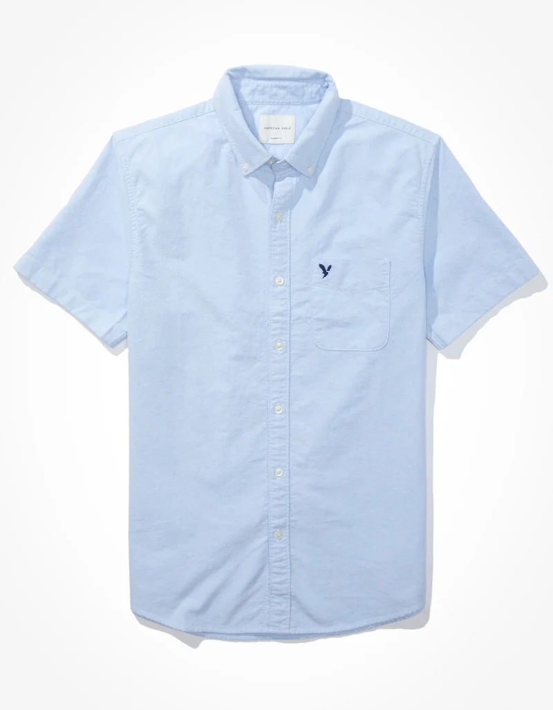 American Eagle AE Classic Fit Oxford Short-Sleeve Button-Up Shirt