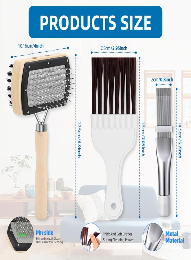 JREEPEE 3-in-1 AC Fin Comb & Condenser Coil Brush, HVAC Refrigerator Coil Cleaning Brush Kit, Stainless Steel Evaporator Radiator Fin Cleaning Tool for AC Units, Mini-Splits, Fridges - Image 2