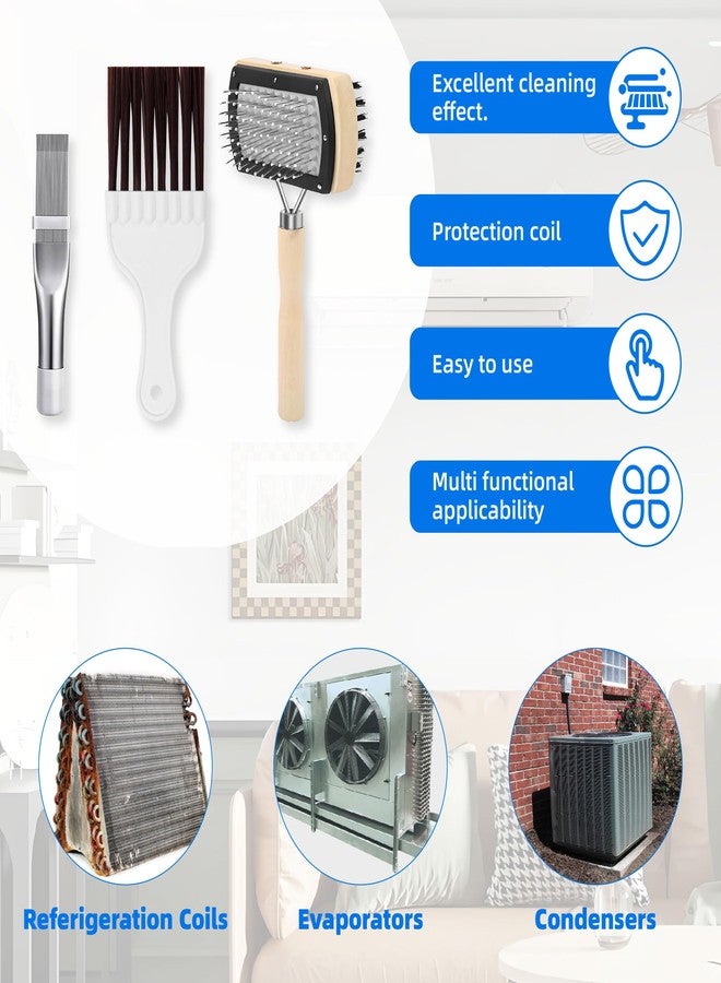 JREEPEE 3-in-1 AC Fin Comb & Condenser Coil Brush, HVAC Refrigerator Coil Cleaning Brush Kit, Stainless Steel Evaporator Radiator Fin Cleaning Tool for AC Units, Mini-Splits, Fridges - Image 4
