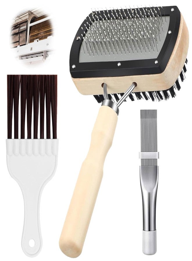 JREEPEE 3-in-1 AC Fin Comb & Condenser Coil Brush, HVAC Refrigerator Coil Cleaning Brush Kit, Stainless Steel Evaporator Radiator Fin Cleaning Tool for AC Units, Mini-Splits, Fridges - Image 1