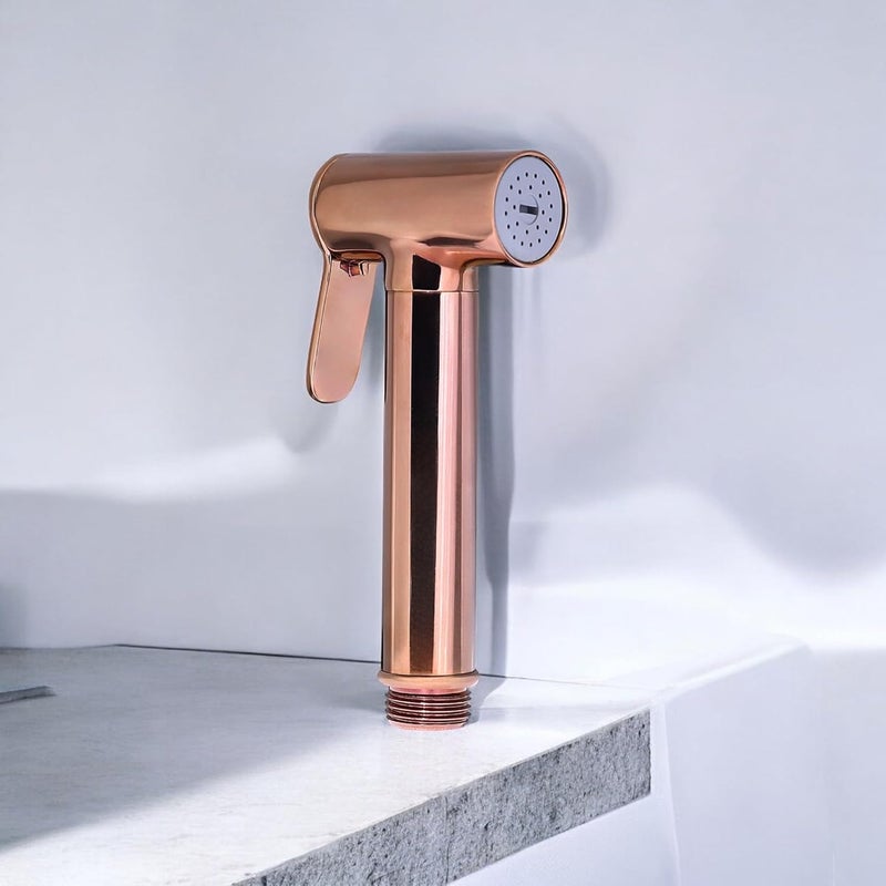 HOMEMATES HOMEMATES Brass Handheld Bidet High Pressure Health Faucet Jet Spray Shower Set for Bathroom/Western Toilet with Ultra Flexible 1mtr Wall Hook Hose Pipe, Gold Finish (Set of 1) - Image 2