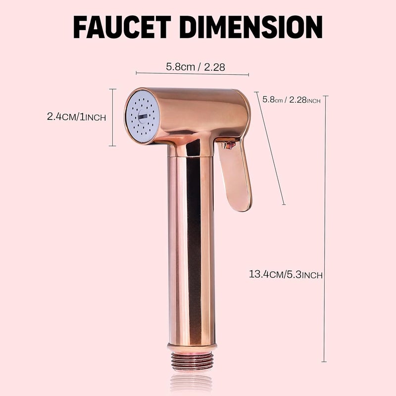 HOMEMATES HOMEMATES Brass Handheld Bidet High Pressure Health Faucet Jet Spray Shower Set for Bathroom/Western Toilet with Ultra Flexible 1mtr Wall Hook Hose Pipe, Gold Finish (Set of 1) - Image 3