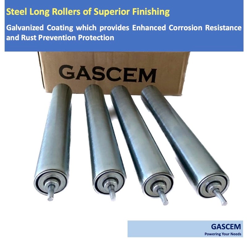 Gascem 1.5" Dia 10"BF Length Galvanized Steel Conveyor Roller, Axle Diameter 1/4" I Pack of 4 | Replacement Steel Rollers - Image 3