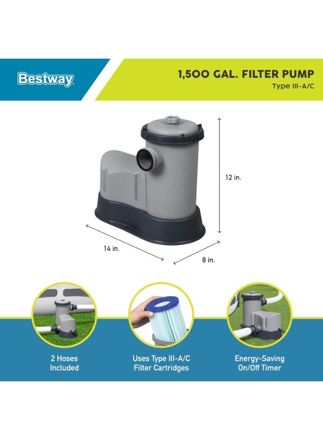 Bestway 1500 Gallon Pool Filter Pump for Children's and Adults' Swimming Pools with Built-in Filtration System to Keep Your Pool Clean - Essential Accessory for Water Play and Garden Pool Filtration Supplies 58389 - Image 5
