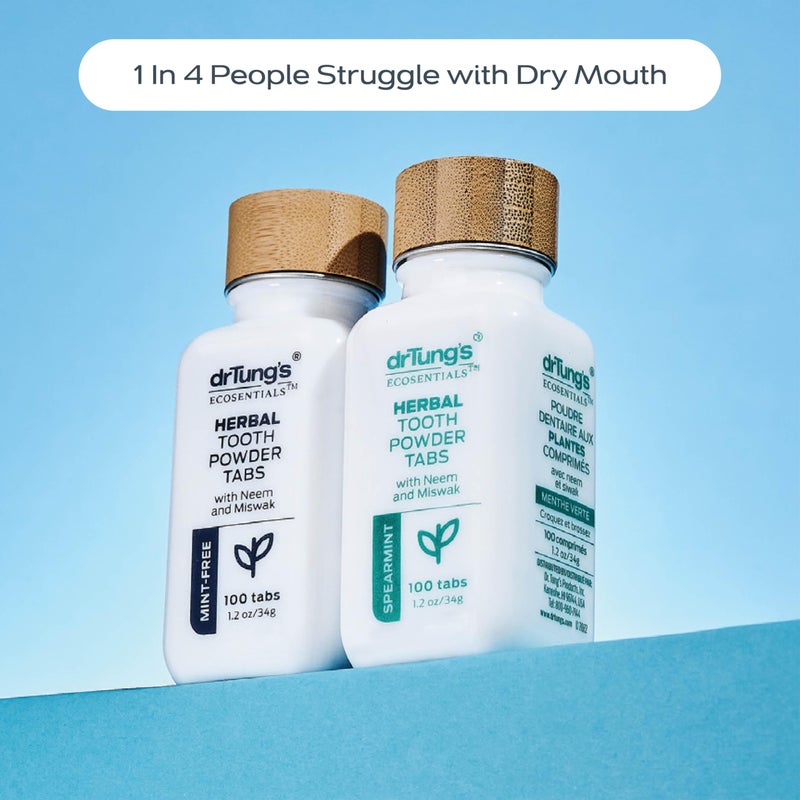 drTung's Herbal Toothpaste Tablets - Toothpaste Tabs for Dry Mouth Relief, Natural Tooth Powder Tablets for Fresh Breath, Fluoride Free, Travel Size, Vegan, Non-GMO - Mint-Free (100 Tabs) - Image 2
