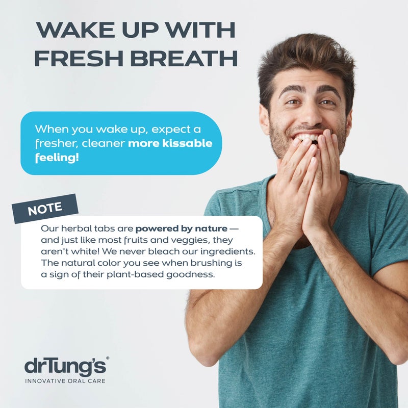 drTung's Herbal Toothpaste Tablets - Toothpaste Tabs for Dry Mouth Relief, Natural Tooth Powder Tablets for Fresh Breath, Fluoride Free, Travel Size, Vegan, Non-GMO - Mint-Free (100 Tabs) - Image 5