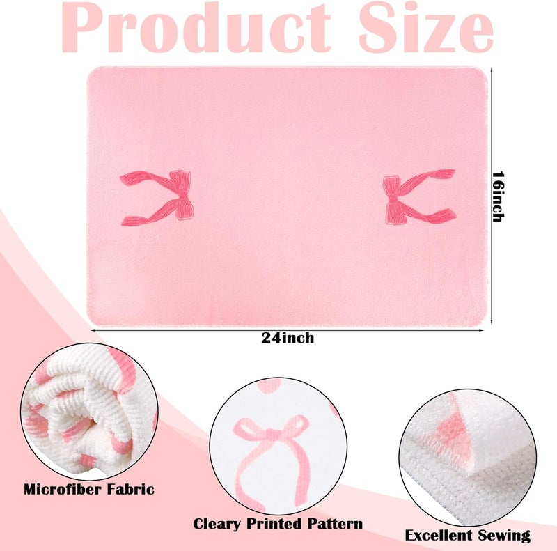 Macarrie Pink Bow Hand Towels Set Pink Coquette Kitchen Towels 16 x 24 6 Pack Coquette Decor Dishes Absorbent for Bathroom Kitchen Decor Soft Dish Cloth for Women Gifts - Image 2