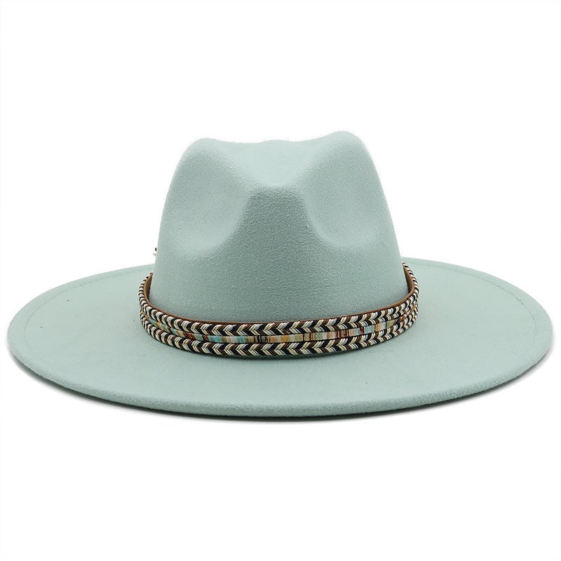 Fedora Hat Unisex 9.5CM Brim Winter Flat Top Fashion Hat - Image 1