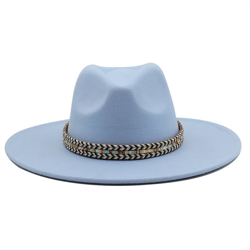 Fedora Hat Unisex 9.5CM Brim Winter Flat Top Fashion Hat - Image 3