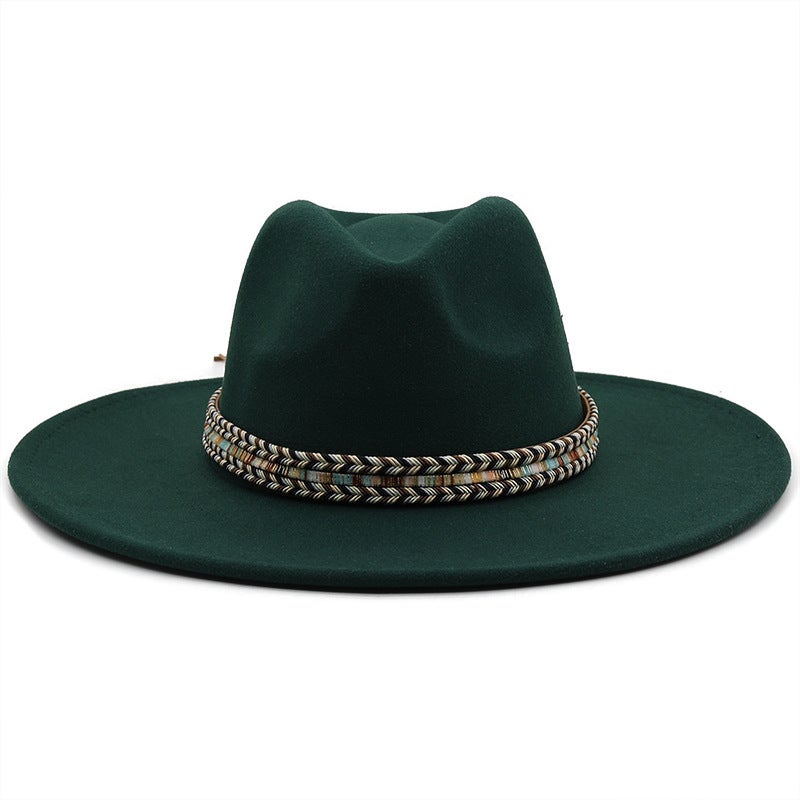 Fedora Hat Unisex 9.5CM Brim Winter Flat Top Fashion Hat - Image 2