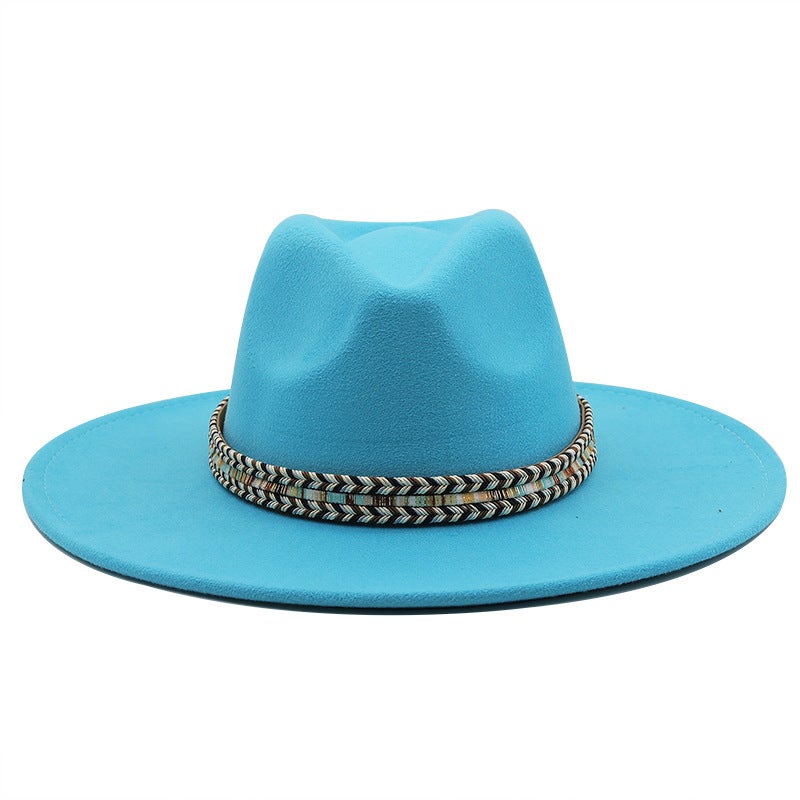 Fedora Hat Unisex 9.5CM Brim Winter Flat Top Fashion Hat - Image 4