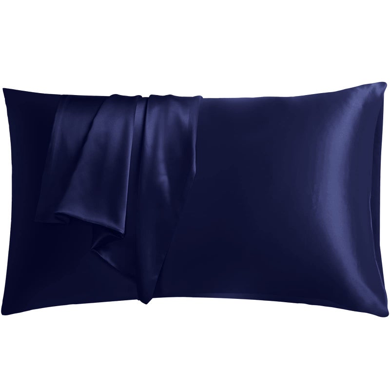 Vividmoo Vividomm 22 Momme 6A Grade Mulberry Silk Pillow Case Both Sides 100% Natural Pure Silk PillowCover/Sham for Hair and Skin Envelope/Tucking Closure Standar Queen King (Blue, Standard-1 Pack) - Image 1
