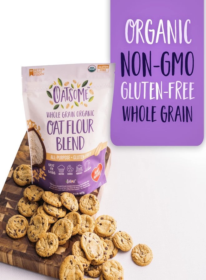 Oatsome مزيج دقيق الشوفان العضوي من أوتسوم، حبوب كاملة، خالٍ من الغلوتين، دقيق متعدد الاستخدامات للخبز، نباتي، 2 رطل، 32 أونصة - Image 3